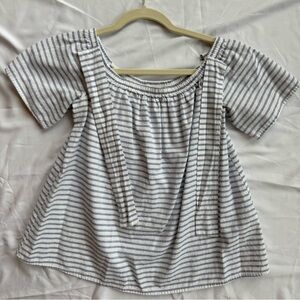 Soprano striped peasant-style top in blue/white